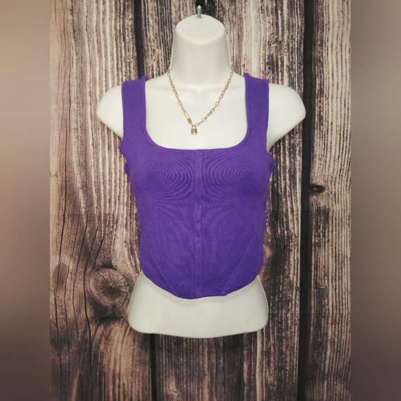 House Of Harlow 1960 Purple Women's Corset Style Cropped Top Size Medium - Picture 1 of 6